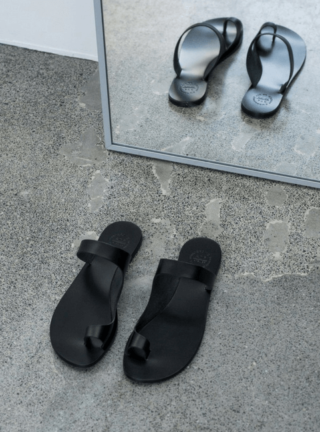 Simple Black Slip On Sandals